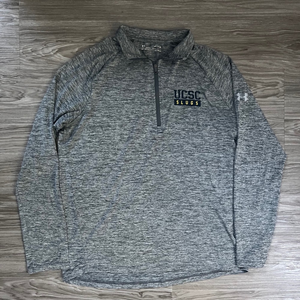 Under Armour UCSC Slugs Mens Medium Gray Heathered Quarter Zip HeatGear Pullover